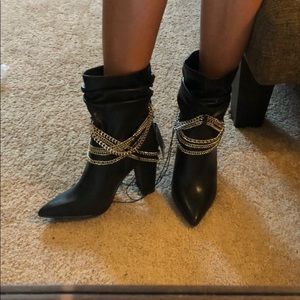 Black Booties with Chains